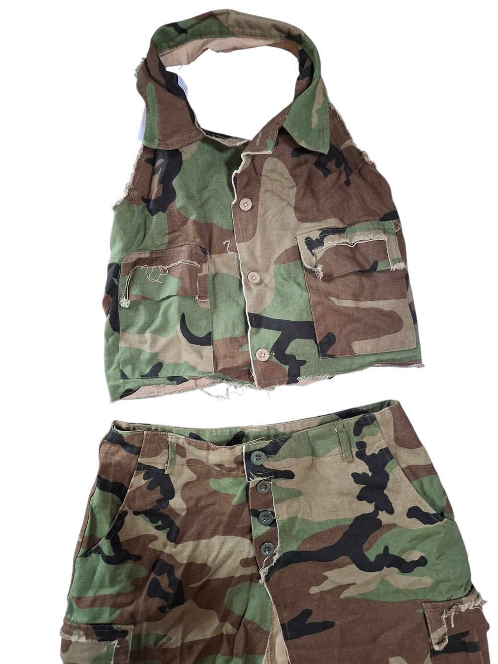 Womens Skirt And Halter Top Camo Outfit Size L
